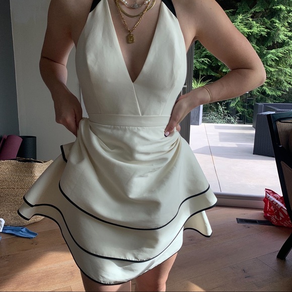 Halston Heritage layered halter dress with open back - Picture 2 of 3